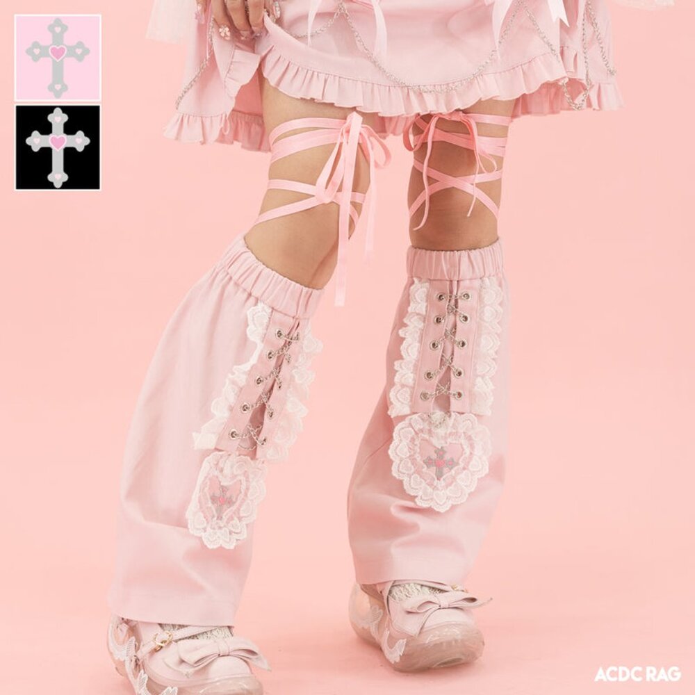 NEW ACDC RAG X Pinktaho Kiss Kill Pink Lolita Leg Warmer